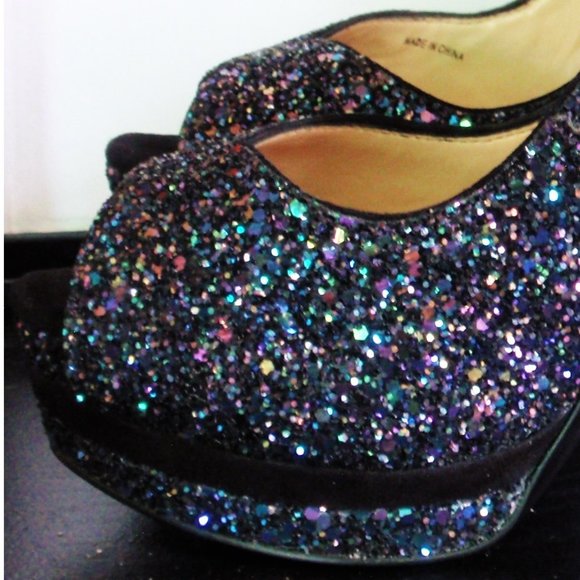 PELLE MODA WHITLEY GLITTER PEEPTOE PLATFORM 7.5 NWB - Picture 7 of 10